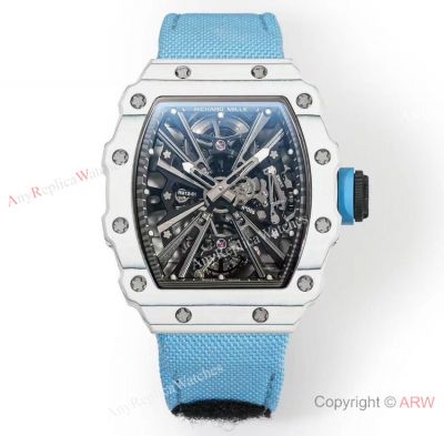 Swiss Grade 1 Copy Richard Mille RM12-01 Tourbillon Men Watches with White Quartz TPT Case Textile Strap